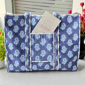 Handmade <b>Boho</b> Cotton Quilted Shopping <b>Bags</b> Eco-Friendly Sustainable for Beach Travel & Grocery Quirky Style - Product Image 1