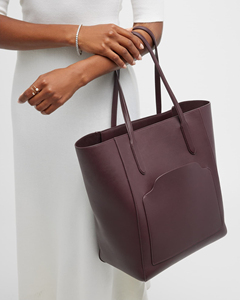Bolso Tote Minimalista de Cuero Genuino, Color Sólido, Parte Superior Abierta, Uso Diario, Bolso de Mano para Mujer, Todas las Temporadas - Product Image 4