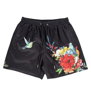 Shorts en maille pour hommes de haute qualité professionnels, design personnalisé, séchage rapide, motif floral et crâne à la mode, logo gravé au laser - Product Image 1