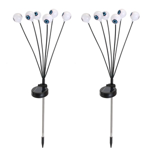 2 pezzi viola verde solare pauroso occhi luci IP65 impermeabile Halloween percorso ornamenti 12LED per la decorazione giardino giardino all'aperto - Product Image 3