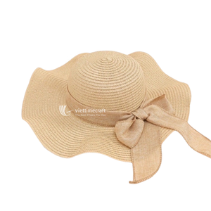 Sombrero de Paja con Borde Ancho Festoneado, Estilo Y2K, para Verano, Playa, Viajes al Aire Libre, con Lazo de Cinta y Detalles de Perlas para Mujer - Product Image 1
