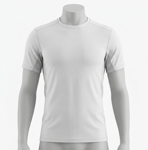 Men's White Short Sleeve Crew Neck Moisture Wicking T-Shirt 100% Polyester <b>Mesh</b> Solid Color All Seasons Athletic Fit - Product Image 1