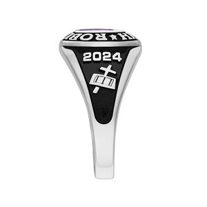 Bague de classe en argent sterling 925 avec petite pierre de naissance ovale, personnalisée pour la remise des diplômes, pour femme - Product Image 4