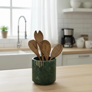 Portacubiertos de mármol más vendido con base pesada que garantiza estabilidad y almacenamiento organizado para utensilios de cocina diarios en el hogar. - Product Image 4