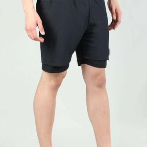 Custom Logo <b>Men</b> Gym <b>Shorts</b> with <b>Compression</b> Liner Solid Quick Dry Style Zipper Pockets for Fitness Outdoor Activities - Product Image 5