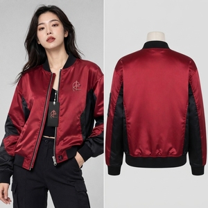 Premium <b>Women</b> Winter <b>Bomber</b> <b>Jacket</b> <b>Lightweight</b> Polyester/Nylon Fabric Ribbed Collar Cuffs Full Zip Front Windproof Comfortable - Product Image 6