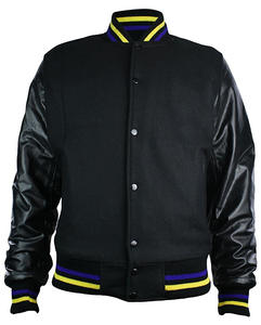 Veste de basket-ball en laine 100% OEM avec broderie, manches en cuir, veste de varsity personnalisée en cuir pour hommes - Product Image 6