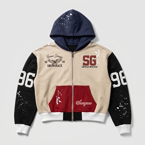 Chaqueta con Capucha para Hombre Snowgrace, Beige, Negro, Rojo, con Logotipo SG Estampado, Estilo Casual, para Otoño, Corte Regular - Product Image 1