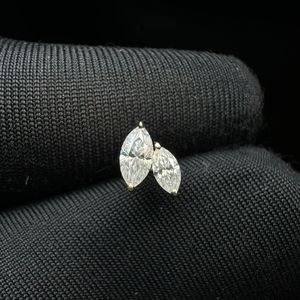 Floral Lab Grown Diamond <b>Stud</b> <b>Earring</b> In 14K Gold With Marquise Petal <b>Helix</b> Design - Product Image 2