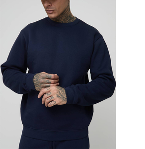 Sudadera Deportiva de Algodón para Otoño/Invierno, Color Azul Sólido, Manga Larga, Estampado Digital, Ecológica - Product Image 1