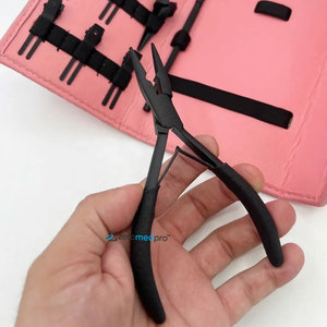 Black Matte Hair <b>Extension</b> Micro <b>Beads</b> Plier Set Professional Use with Hair Section Steel Clips with Loop and Finger For Hair - Product Image 2