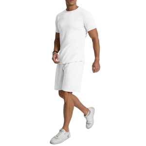 Wholesale New 2026 Professional Quality Men's Casual Summer t shirts Set Short-Sleeved <b>TShirt</b> with Solid Pattern Two Piece Set - Product Image 6