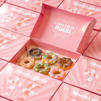 Boîte à sushi et beignets mochi rose écologique OEM pour cadeau de boulangerie, restauration et présentation de fenêtre de déjeuner avec impression en relief