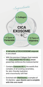 Mascarilla en Ampolla EXOSHOT CICA con Colágeno, Ceramida y Pantenol, N.° 1 en Hidratación de la Barrera Cutánea Coreana, K-Beauty OEM - Product Image 3