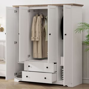 Armadio Bianco a 4 Ante con 2 Cassetti - Product Image 3
