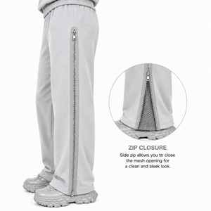 High Quality 100% Cotton Mesh Panel Oversize Hooded Sweatshirt Sweatpants <b>Set</b> Women Casual Streetwear Rhinestone Winter OEM ODM - Product Image 5