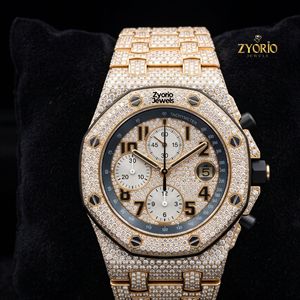 Montre chronographe de luxe unisexe en moissanite glacée, diamant VVS, quartz, acier inoxydable, style hip-hop, boîtier squelette octogonal personnalisé 41mm ETA - Product Image 4