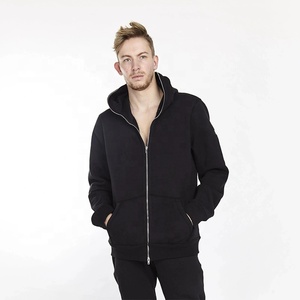 100% Cotton Custom Zipper Hoodie with Logo Full Zipper <b>Lined</b> <b>Fleece</b> for Winter Solid Pattern Hooded <b>Jacket</b> - Product Image 5