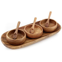 Bol de service classique en bois d'acacia de haute qualité, durable, personnalisé, poli, vaisselle écologique, bol pour animaux de compagnie, idéal pour les fêtes