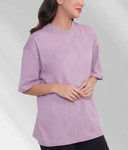 เสื้อยืดผู้หญิงผ้าฝ้าย 100% คุณภาพพรีเมียม รับสกรีนโลโก้ 240 GSM ทรงโอเวอร์ไซส์ ไหล่ตก สีพื้น มีหลายสีให้เลือก - Product Image 2