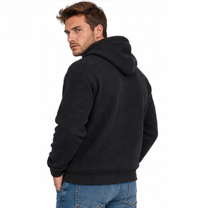 Sweat à capuche en maille gaufrée pour homme, pull décontracté à manches longues, thermique, pour sports d'hiver et streetwear, vêtements personnalisés en gros - Product Image 3