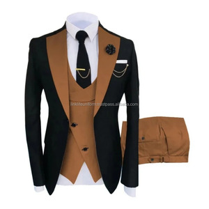 Men Suits 3 Pieces Tailored Best Man Groom Wedding Tuxedo Slim Fit Jacquard Two-color Blazer Jacket Vest Pants Tuxedo Clothing - Product Image 1