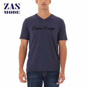 T-shirt basique blanc à col en V pour homme, 100 % coton, coupe classique, couleur unie, impression de logo personnalisée, fabriqué au Bangladesh - Product Image 1