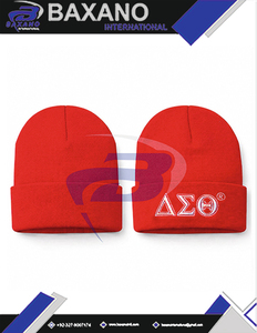 Delta |   Sigma |   Gorro de Invierno de Punto de la Hermandad Theta DST, Rojo y Blanco, Bordado en 3D, Gorro de Invierno de Punto Premium - Product Image 4