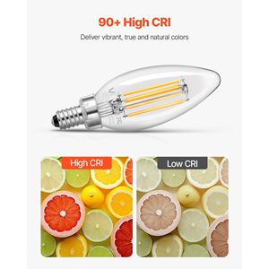 Confezione da 12 lampadine a candelabri a LED dimmerabili 2725K illuminazione calda 90 + Base CRI E12 alta per lampadari applique lampade da tavolo chiaro - Product Image 5