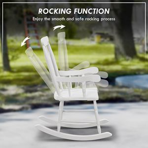 Set di 2 Sedie a Dondolo da Giardino in Legno Bianco con Schienale Alto, Comode e Resistenti fino a 160 kg - Product Image 5