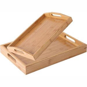 Plateau de service en bois pour la décoration intérieure, pour la présentation et le service - Plateaux en gros faits à la main en Inde - Product Image 1