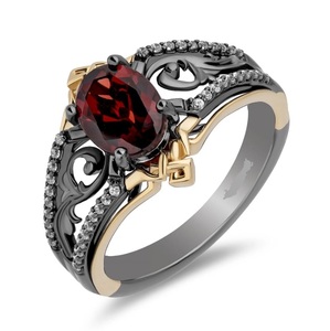 Anillo de Cóctel de Lujo para Mujer, Estilo Vintage, Joyas Imperiales, Plata 925, Diamante Ovalado con Engaste en Bisel, Perla de Agua Dulce, Chapado en Oro - Product Image 1
