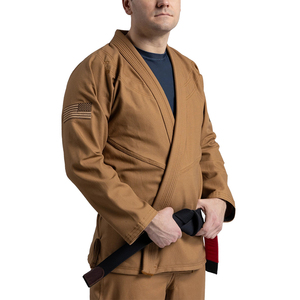 Uniforme de karaté BJJ léger unisexe, couleur marron, tissu respirant, costumes de judo et de karaté pour hommes avec ceinture noire - Product Image 6