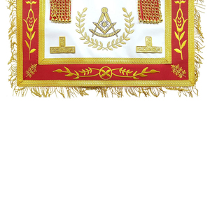 Custom Embroidered 3D <b>Sew</b>-On Masonic Badges Red White Gold Trim Classical Style Freemason Regalia Ceremonial Accessory - Product Image 3