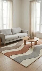 Alfombra Moderna Abstracta con Curva en S, Hecha a Mano con Lana, Antideslizante, Alfombra Contemporánea Suave para Sala de Estar, Dormitorio, Decoración del Hogar - Product Image 6