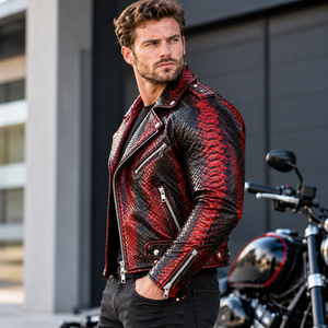 Blouson Bomber en Cuir Python à Carreaux, Veste Moto Respirante d'Été à Capuche Décontractée avec Fermeture Éclair et Doublure en Polyester pour Garçons - Product Image 5