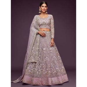 Ropa de boda de red suave bordada Lila atractiva Lehenga Choli - Product Image 1