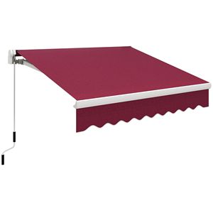 Tenda da Sole Manuale Retrattile 2,4m x 2m con Manovella, Protezione Solare per Esterni, Copertura per Finestre e Terrazze, Rosso Vino - Bracci Pieghevoli, Misura 4m - Product Image 1