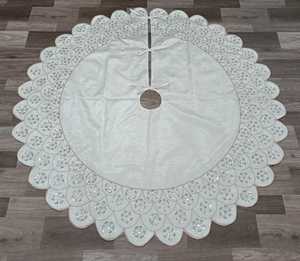 Jupes de sapin de Noël de luxe en velours, brodées à la main avec des sequins motif renne, sequins dorés, pour la décoration de Noël à la maison - Product Image 5