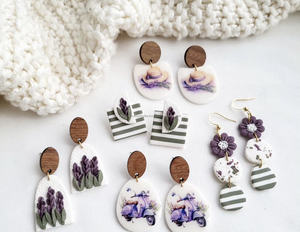 Boucles d'oreilles en résine fine multicolores sur mesure au design vintage - Product Image 2