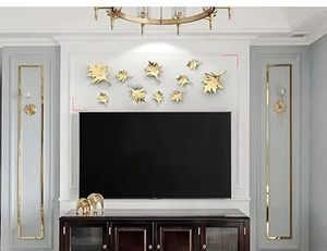 Metal <b>Leaf</b> <b>Wall</b> Art <b>Decorative</b> Hanging Accents Minimalist Floral Botanical Design Removable Multi Piece Package - Product Image 6