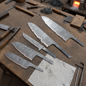Ensemble de couteaux de chef Damas (5 pièces) Lames de cuisine faites à la main 5860 HRC Écologiques et compatibles lave-vaisselle - Product Image 1