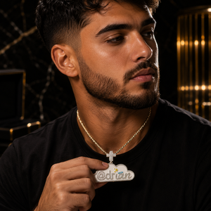 Pendentif personnalisé en argent sterling 925 plaqué platine, moissanite VVS taille brillant, émail nuage, style punk glacé, pour usage quotidien - Product Image 3