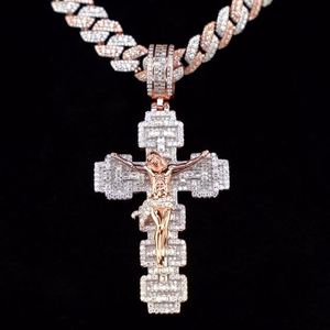 Colgante de Flor Rosa de Aleación de Zinc Chapado en Oro Sólido de 14K con Cristal de Laboratorio de Corte Brillante y Diamantes de Imitación Certificados por IGI, Amuleto de Moda - Product Image 1