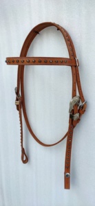 Customizable Genuine Leather High Rise Western Headstall Unique Knotted Brow Design Floral Carving Two-Tone <b>Equestrian</b> Sets - Product Image 2