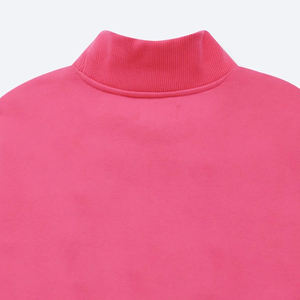 Women's Winter Daily Wear Printed Fleece Custom Logo Ivory Solid Color <b>Mock</b> <b>Neck</b> Pullover Oversized Heavyweight Pink Sweatshirt - Product Image 4