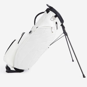 Sac de golf blanc de qualité professionnelle avec des coutures géométriques élégantes et des séparateurs de clubs multi-positions - Product Image 1