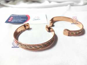 Bracelet magnétique unisexe en cuivre massif, style moderne et traditionnel, martelé, rigide, fait main, cadeau, mode Journée de la Terre - Product Image 4