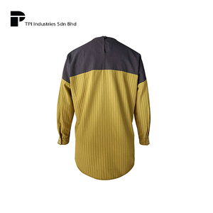 Blusa Elegante a Rayas Color Oliva, Fabricada en Malasia, Camisa Modesta de Manga Larga a Rayas para Mujer, Sin Plancha, para Uso Diario en la Oficina - Product Image 2