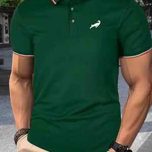 Camiseta de polo de golf para hombre, al por mayor, con logotipo bordado personalizado, transpirable, de algodón, tela jersey sólida, estilo uniforme. - Product Image 1